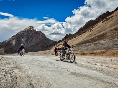Experience the thrill of riding on some of the most difficult terrains in Ladakh with a bike.