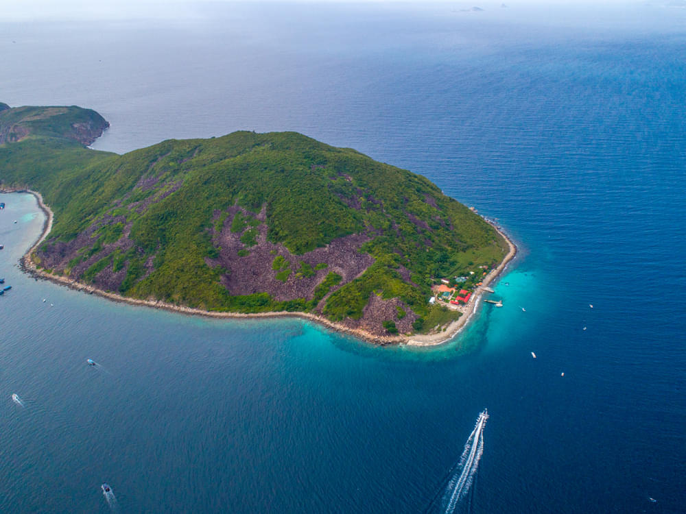 Aerial view of Mon Island, Nha Trang Bay