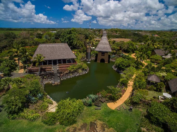 Mesmerising aerial views of the resort nestled in the midst of lush greenery 
