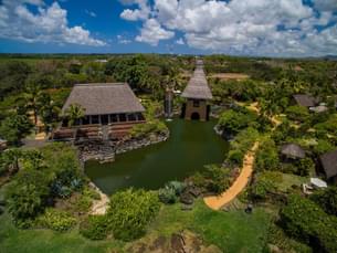 Mesmerising aerial views of the resort nestled in the midst of lush greenery 