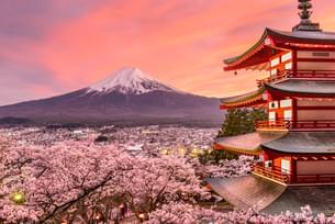 Mount Fuji visible from Chureito Pagoda, Japan