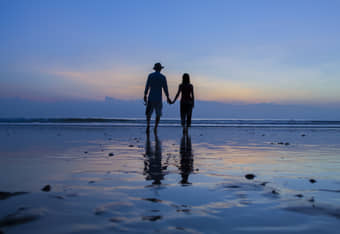 Couple enjoying the scenic view, Kerala