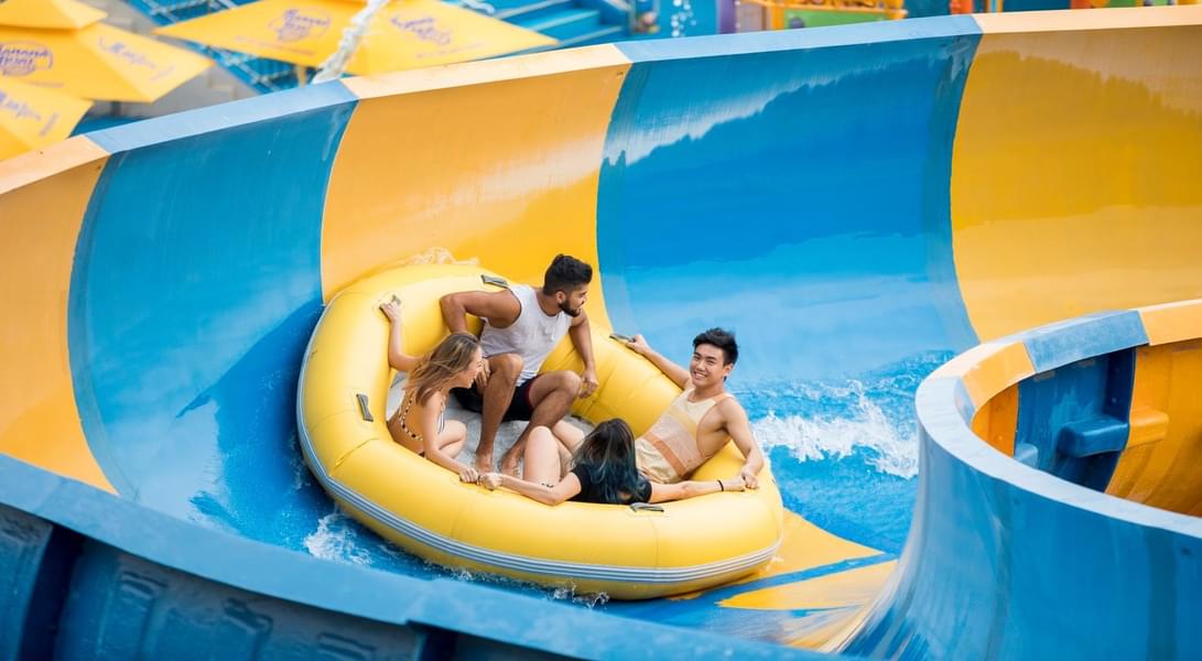 Try on various water rides in which you can slide down with you family & friends