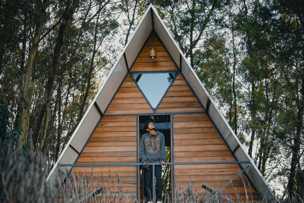 Enjoy nature in a spacious A-Frame cabin with a private balcony