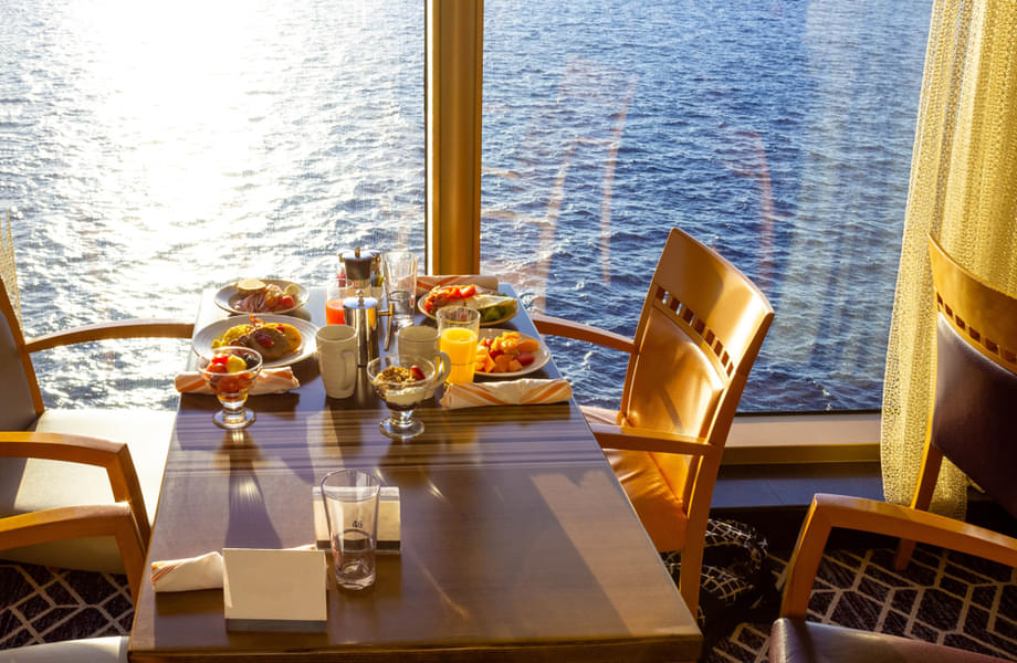 Enjoy delicious food with a great view by the waterside