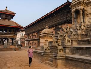 Tourist exploring Kathmandu Durbar Square