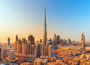 Travel all the way to the 124th floor of the remarkable Burj Khalifa skyscraper