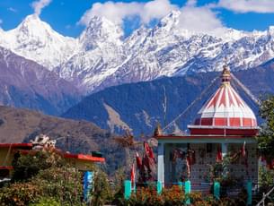 Nanda Devi Peak visible from Nanda Devi Temple, Uttarakhand