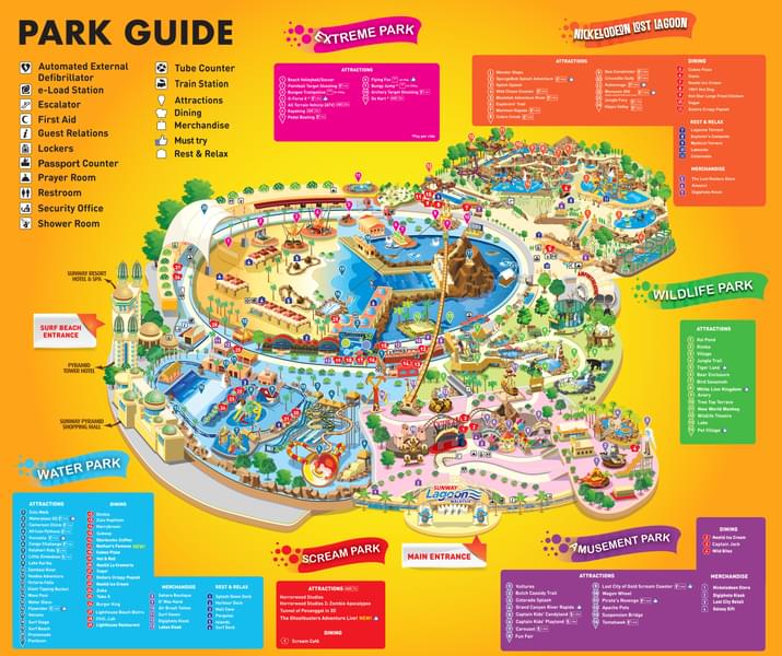 Navigate through the map available everywhere to guide you throughout the park