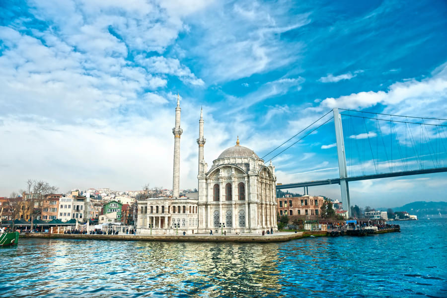 See amazing landmarks such as Ortakoy Mosque