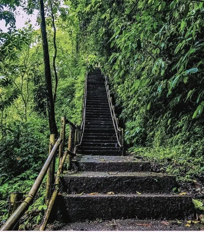 Climb 500 steps to reach the waterfall
