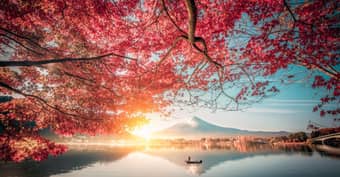 Mt Fuji view during Cherry Blossoms