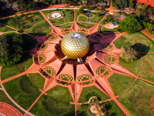 Aerial view of Auroville, Pondicherry