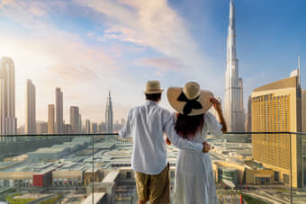 Couple enjoying the view of Burj Khalifa