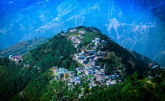 Aerial view of Mussoorie - the Queen of Hills