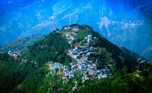 Aerial view of Mussoorie - the Queen of Hills
