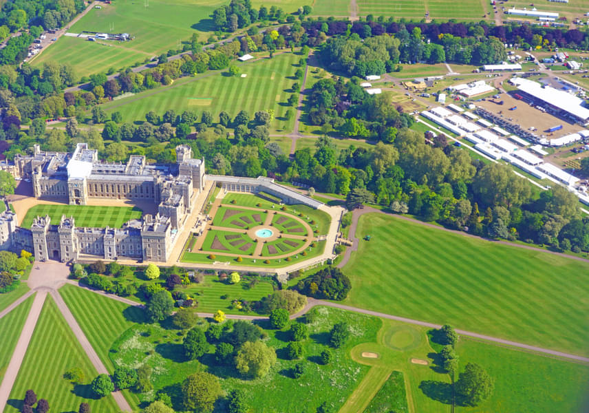 Aerial view of historical Windsor Castle