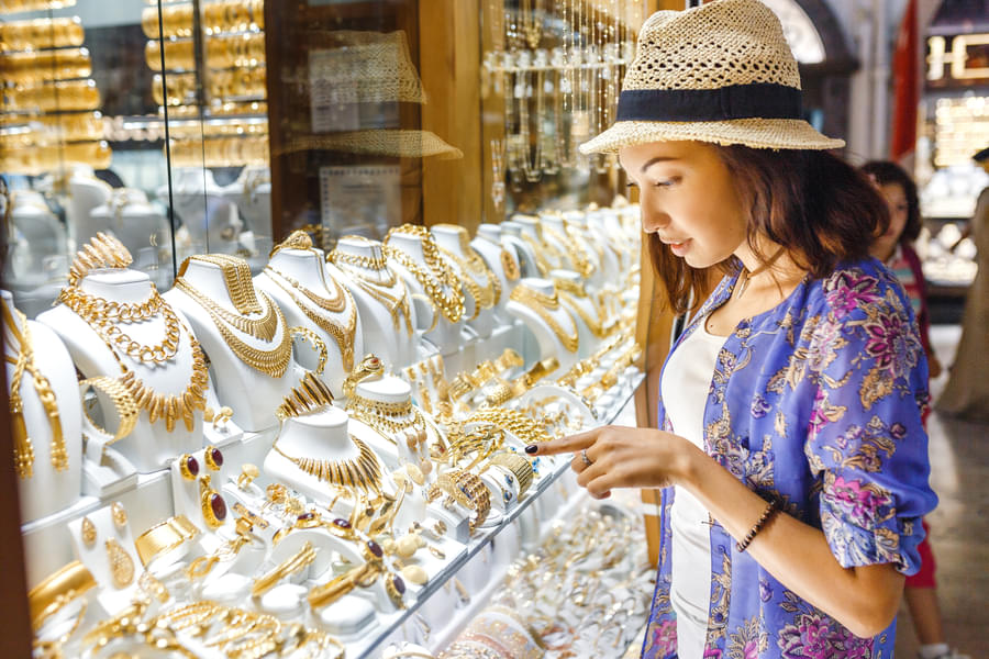 Partake in the thrills of window shopping at the Gold souk
