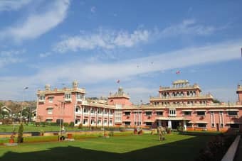 Experience serenity at Shree Narayani Dham, known for its stunning architecture and peaceful ambiance