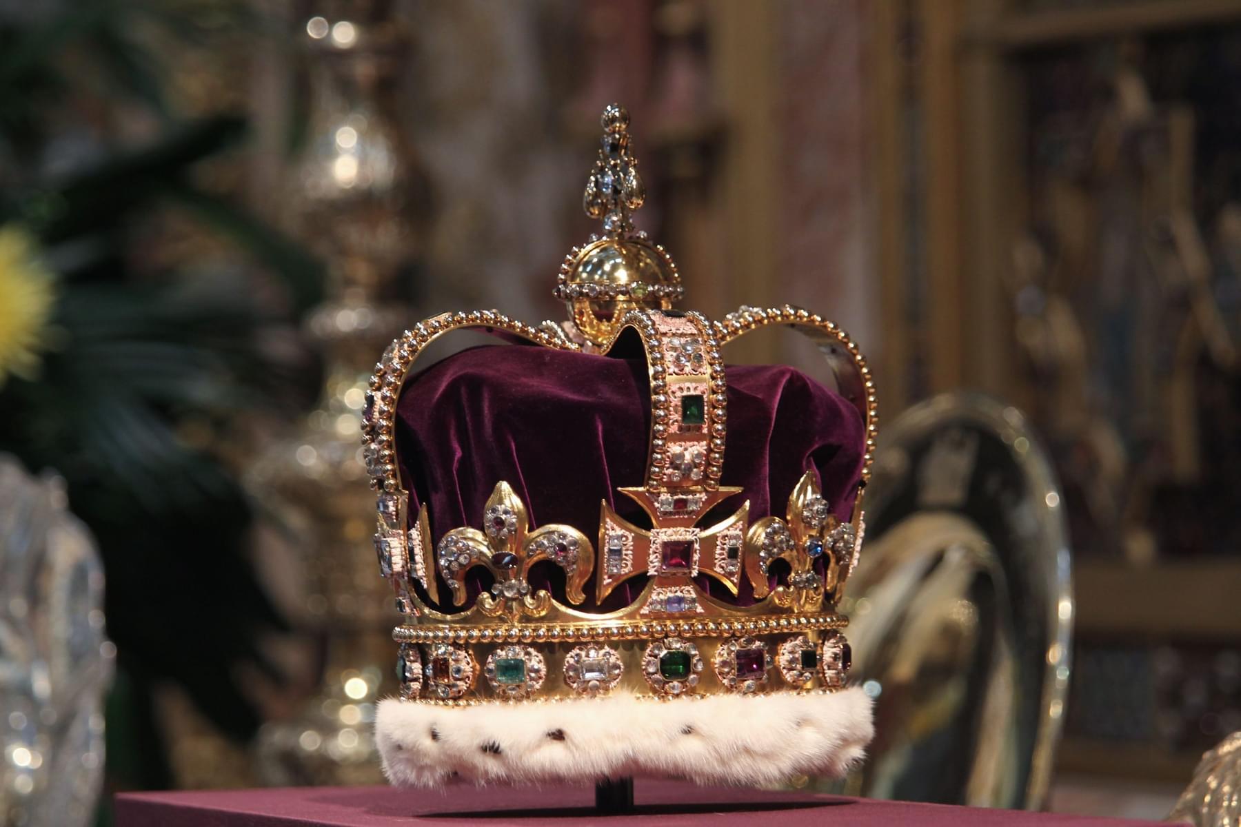 Admire the brilliance of St. Edward's Crown, a symbol of regal grandeur