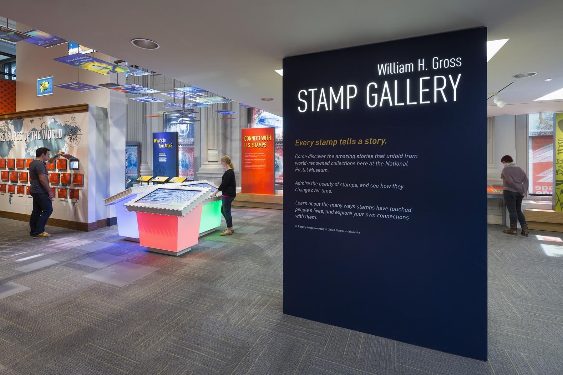 Step inside the Stamp Gallery to look at the old postal stamps