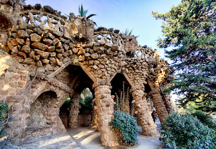 Stone walkway in the Park Guell, Barcelona