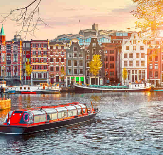 view of Colourful buildings in Amsterdam