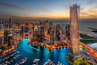 Illuminated Skyline of Dubai Marina