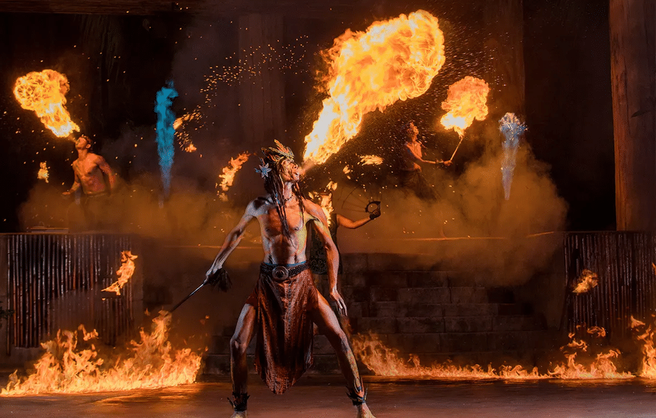 Marvel at the amazing flaming percussions performance