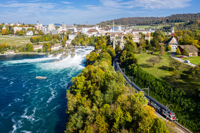 Aerial view of Rhine Falls