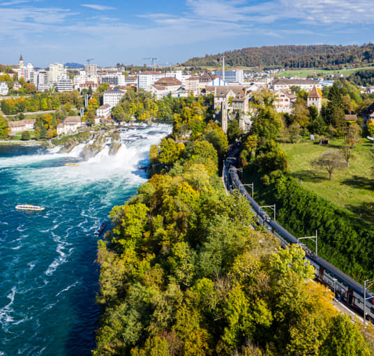 Aerial view of Rhine Falls
