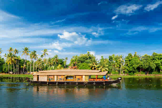 View of a houseboat in Alleppey