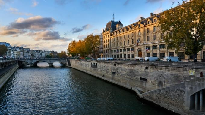 Paris, view of the river near sunset