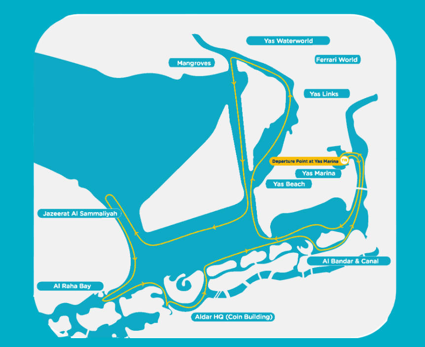 Map of 75 mins yellow boat ride.