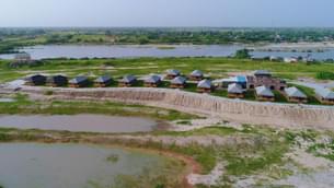 Aerial view of the tents