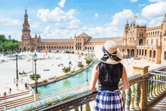 Admire the beauty of Plaza de Espane, Seville