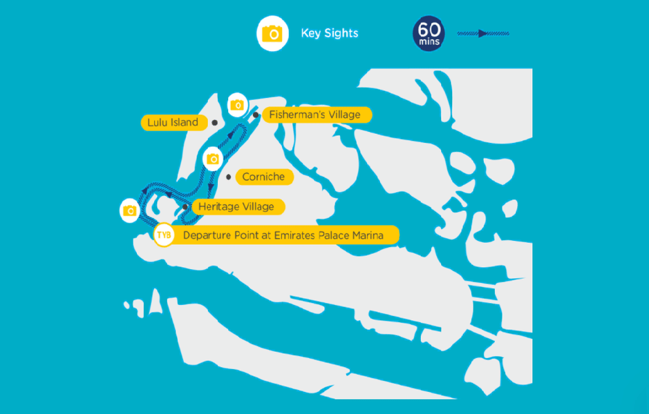 Map of 60 mins yellow boat ride.