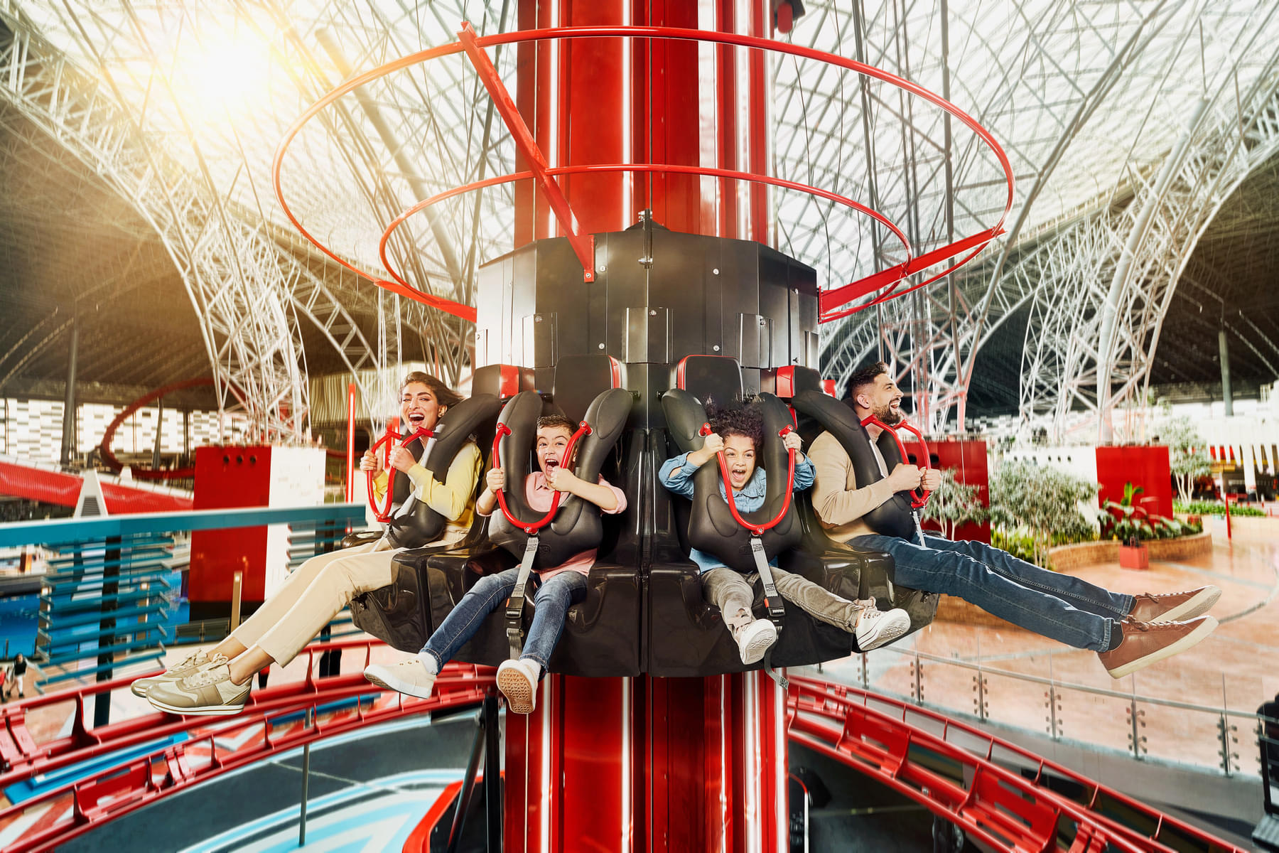 There is a wide range of kid-friendly rides in the family zone
