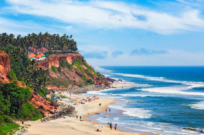 Perfect backdrop cliffs and coastlines at Varkala Beach