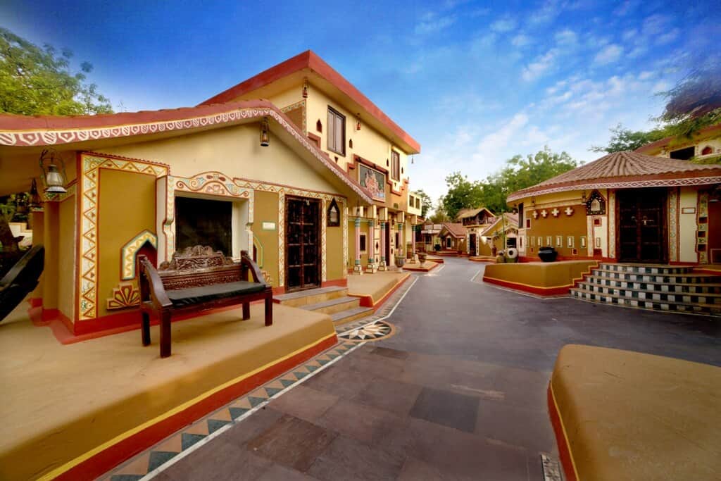 View of the cottages in the resort