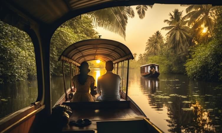 People enjoying boat ride in Kerala