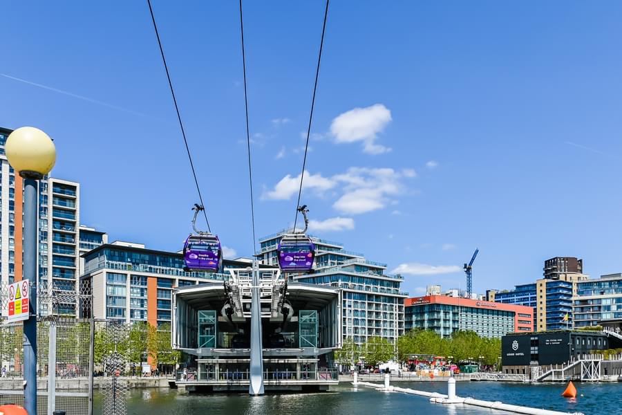 Two cable cars running parallelly