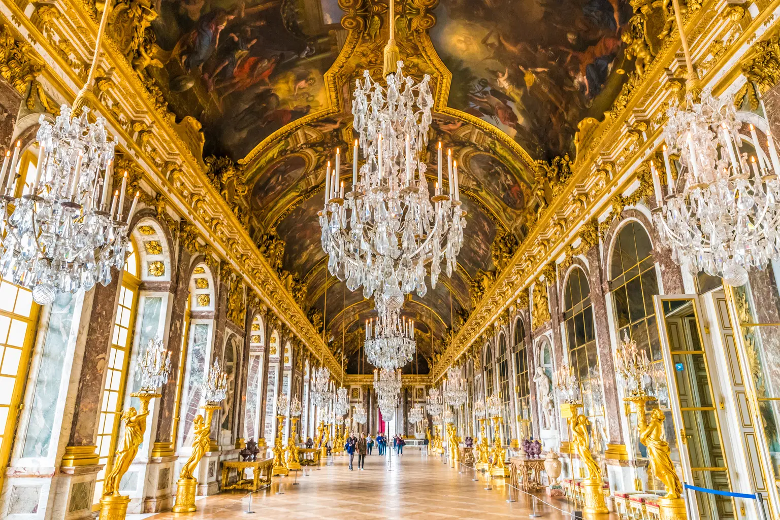 Majestic Hall of Mirrors In Castle In Versailles