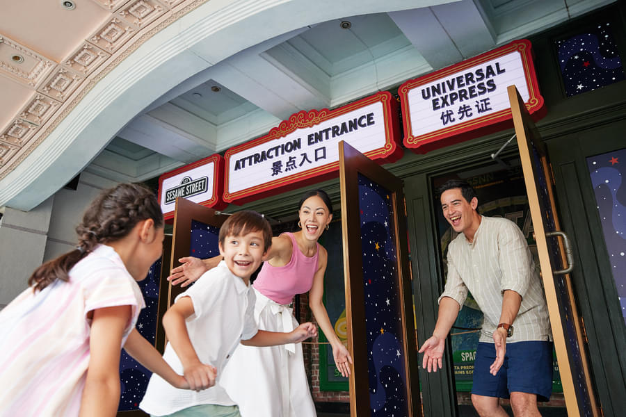 Kids can enjoy a fun ride on the Universal Express in the Sesame Street Zone