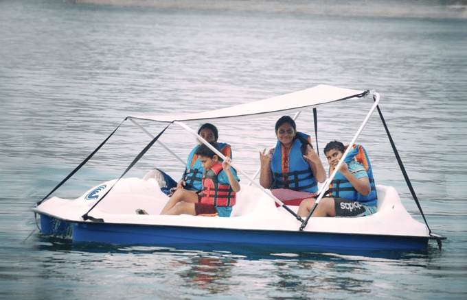Experience peace and thrill as you explore Kanva Reservoir on a paddleboat