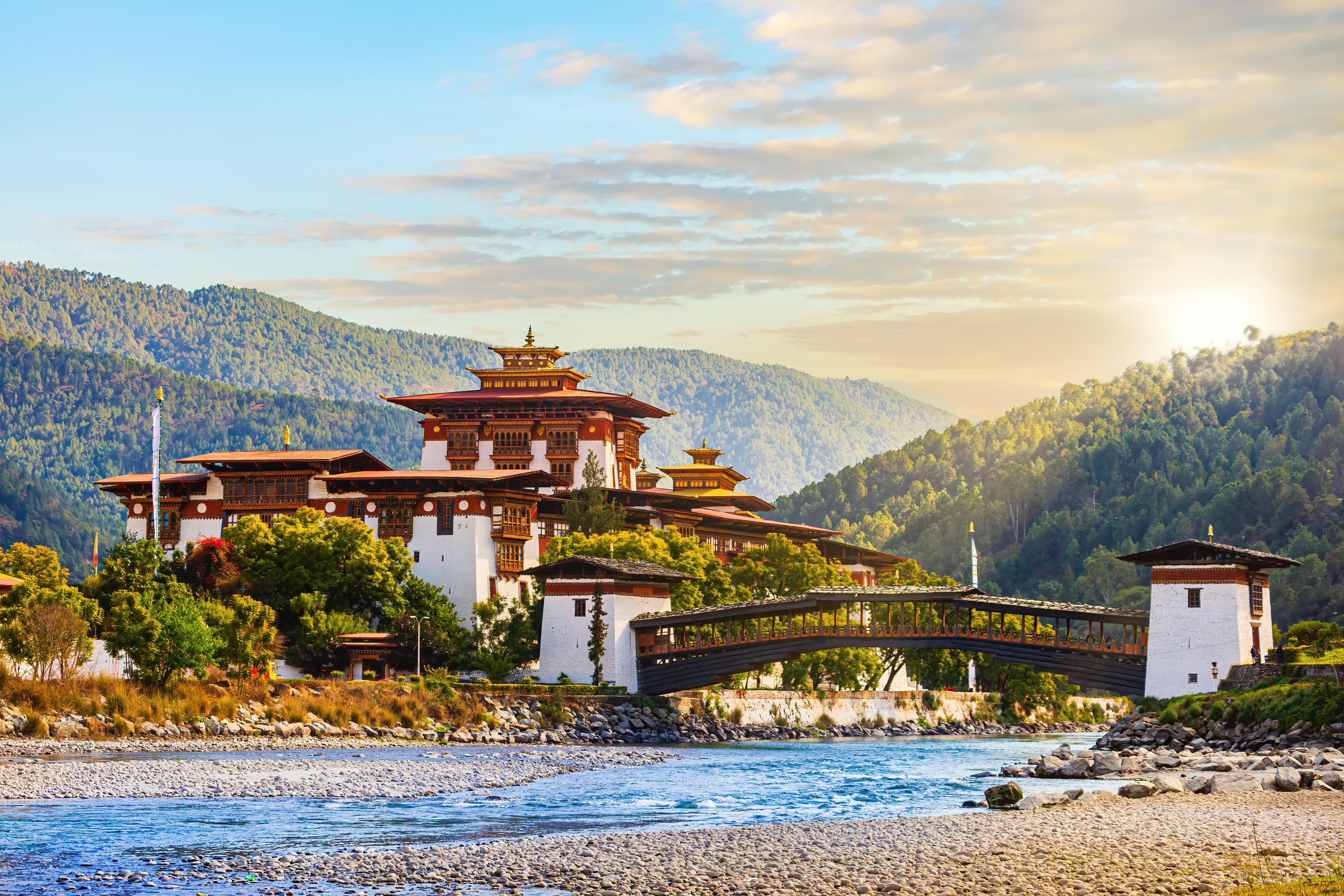 Panoramic view of Punakha Dzong, Bhutan