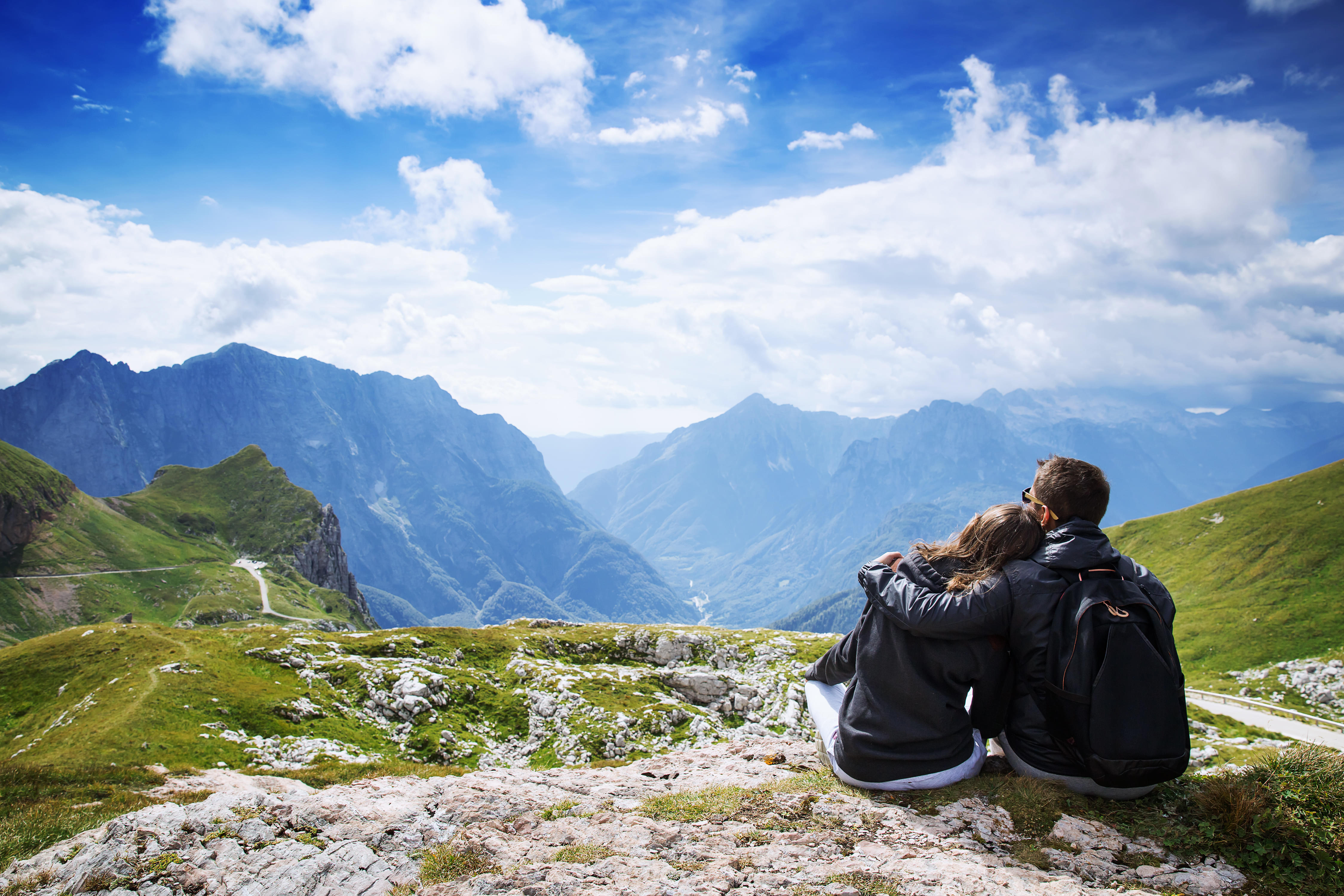 Couple enjoying the view of Himalayan Range from Lal Tibba