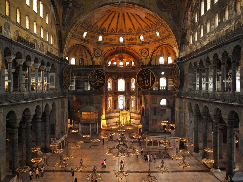 Interiors of Hagia Sophia displays its History