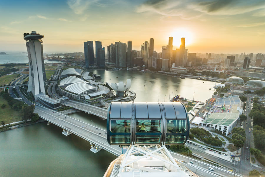 Soak in the spectacular views of the city skyline from Singapore Flyer