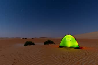 Camping under the starry sky in Sam Sand Dunes